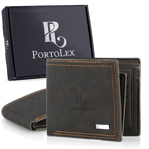 Portolex Herren Geldbörse|Kunstleder Portemonnaie mit neun Kartenfächern|Zwei Geldscheinfächer|Zeitloses Design für Alltag und Business|Kompakt und pflegeleicht|in ansprechender Geschenkbox Portolex Herren Geldbörse|Kunstleder Portemonnaie mit neun Kartenfächern|Zwei Geldscheinfächer|Zeitloses Design für Alltag und Business|Kompakt und pflegeleicht|in ansprechender Geschenkbox von Portolex