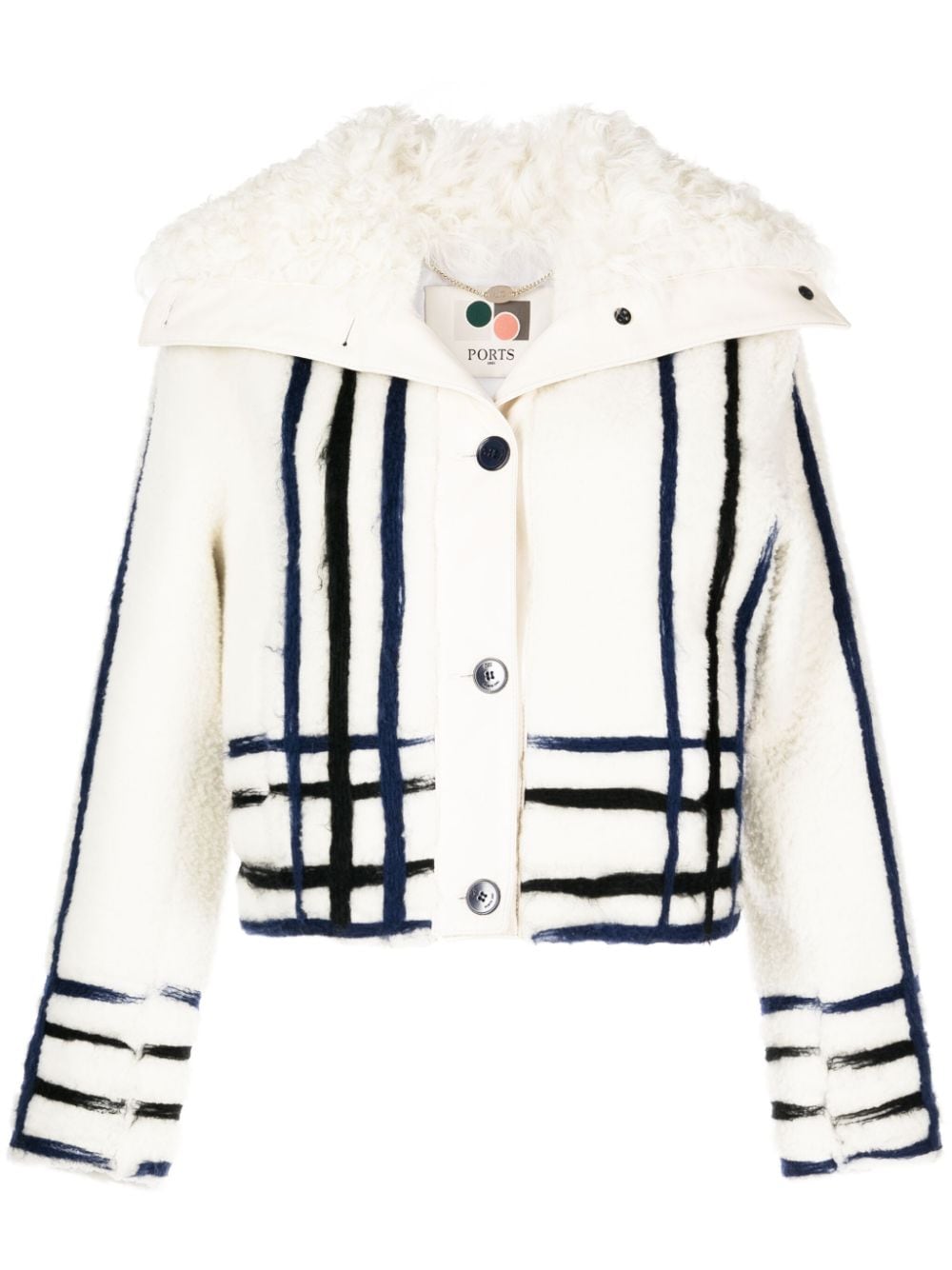 Ports 1961 Karierte Jacke aus Shearling - Nude von Ports 1961