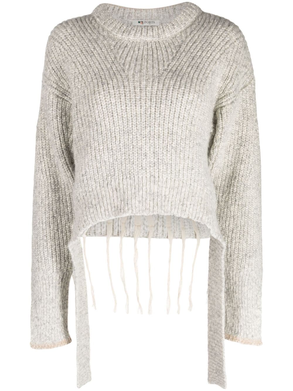 Ports 1961 Gerippter Pullover mit Logo - Grau von Ports 1961