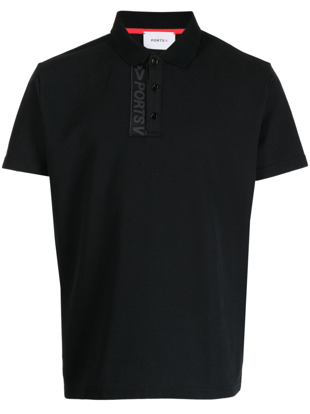 Ports V Poloshirt mit Logo-Streifen - Schwarz von Ports V