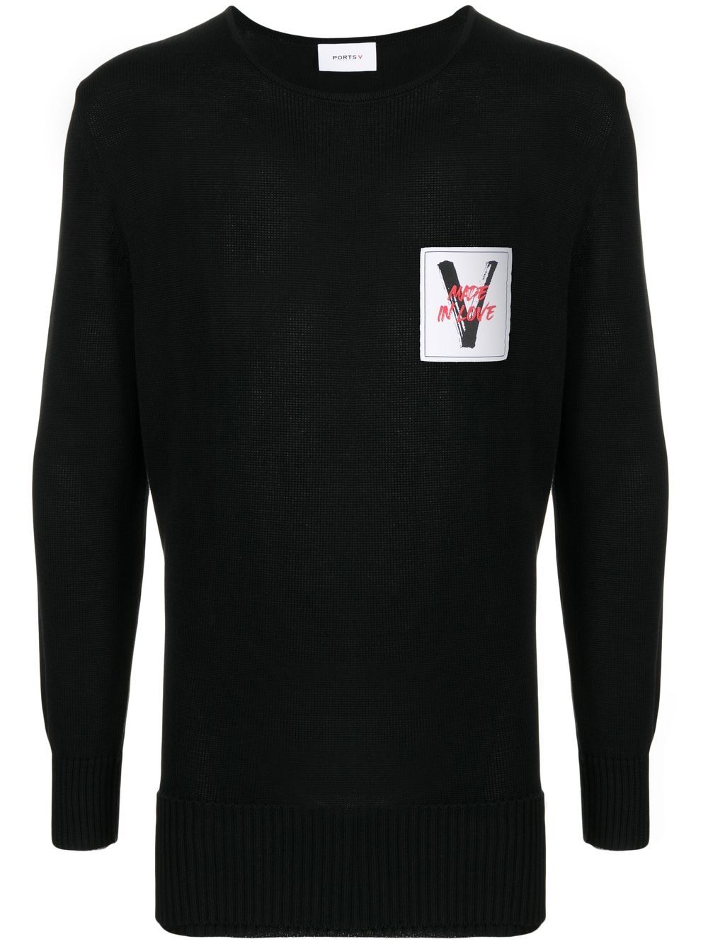 Ports V Pullover mit Logo-Patch - Schwarz von Ports V