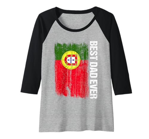 Damen Best Portugal Dad Ever Portugal Flagge Vatertag Raglan von Portugal Flag Designs Proud Portuguese Roots