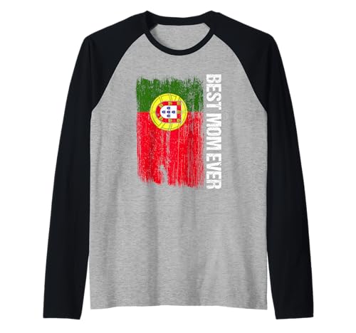 Herren Best Portugal Mom Ever Portugal Flagge Muttertag Raglan von Portugal Flag Designs Proud Portuguese Roots