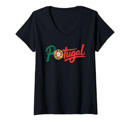 Damen Vintage Flagge Portugal Love Your Country T-Shirt mit V-Ausschnitt Damen Vintage Flagge Portugal Love Your Country T-Shirt mit V-Ausschnitt von Portugal Roots