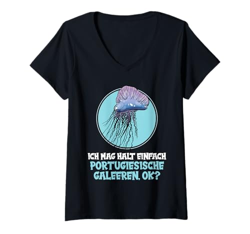 Damen Portugiesische Galeere T-Shirt mit V-Ausschnitt von Portugiesische Galeere Tier Shop