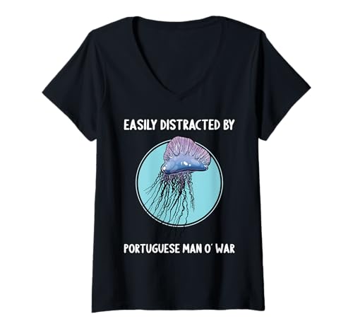 Damen Portugiesische Galeere T-Shirt mit V-Ausschnitt von Portugiesische Galeere Tier Shop