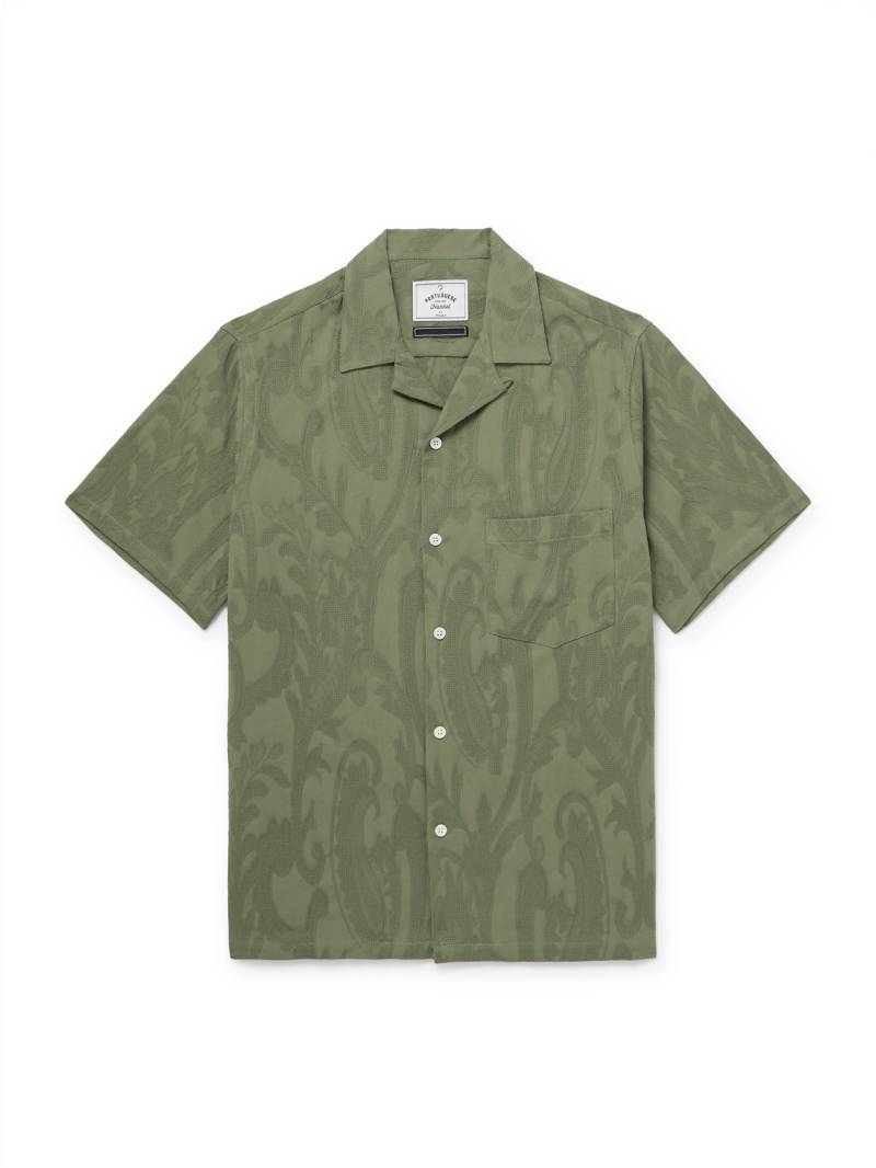 Portuguese Flannel - Convertible-Collar Paisley-Jacquard Cotton Shirt - Men - Green - S von Portuguese Flannel