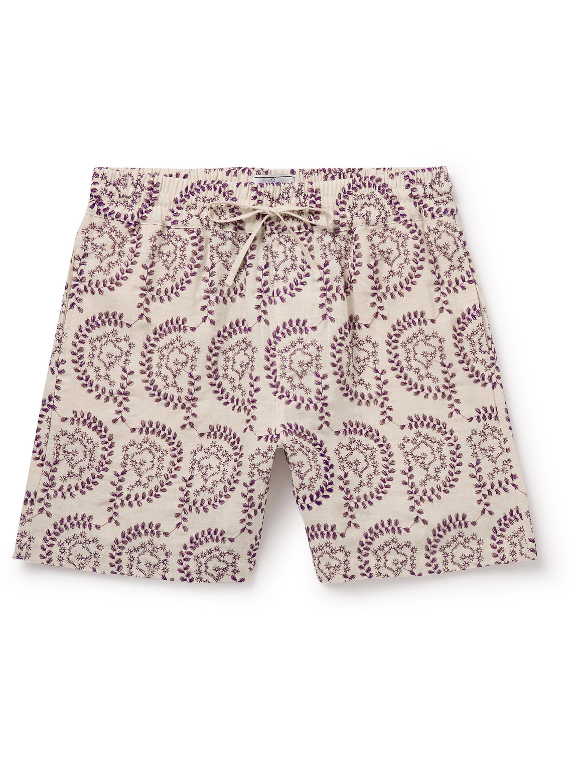 Portuguese Flannel - Nature Straight-Leg Embroidered Linen Drawstring Shorts - Men - White - M von Portuguese Flannel
