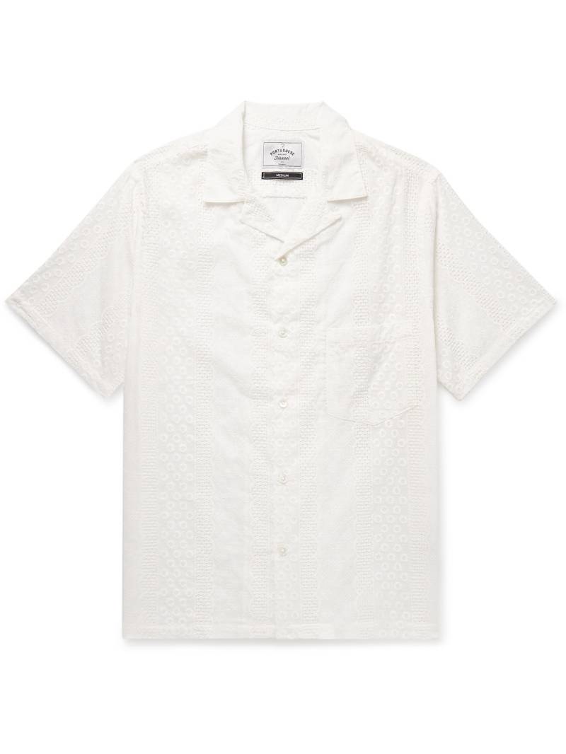 Portuguese Flannel - Santos Convertible-Collar Embroidered Cotton-Voile Shirt - Men - Neutrals - XL von Portuguese Flannel
