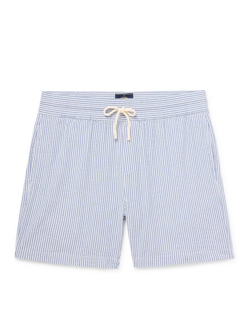 Portuguese Flannel - Straight-Leg Striped Cotton-Seersucker Drawstring Shorts - Men - Blue - XXL von Portuguese Flannel