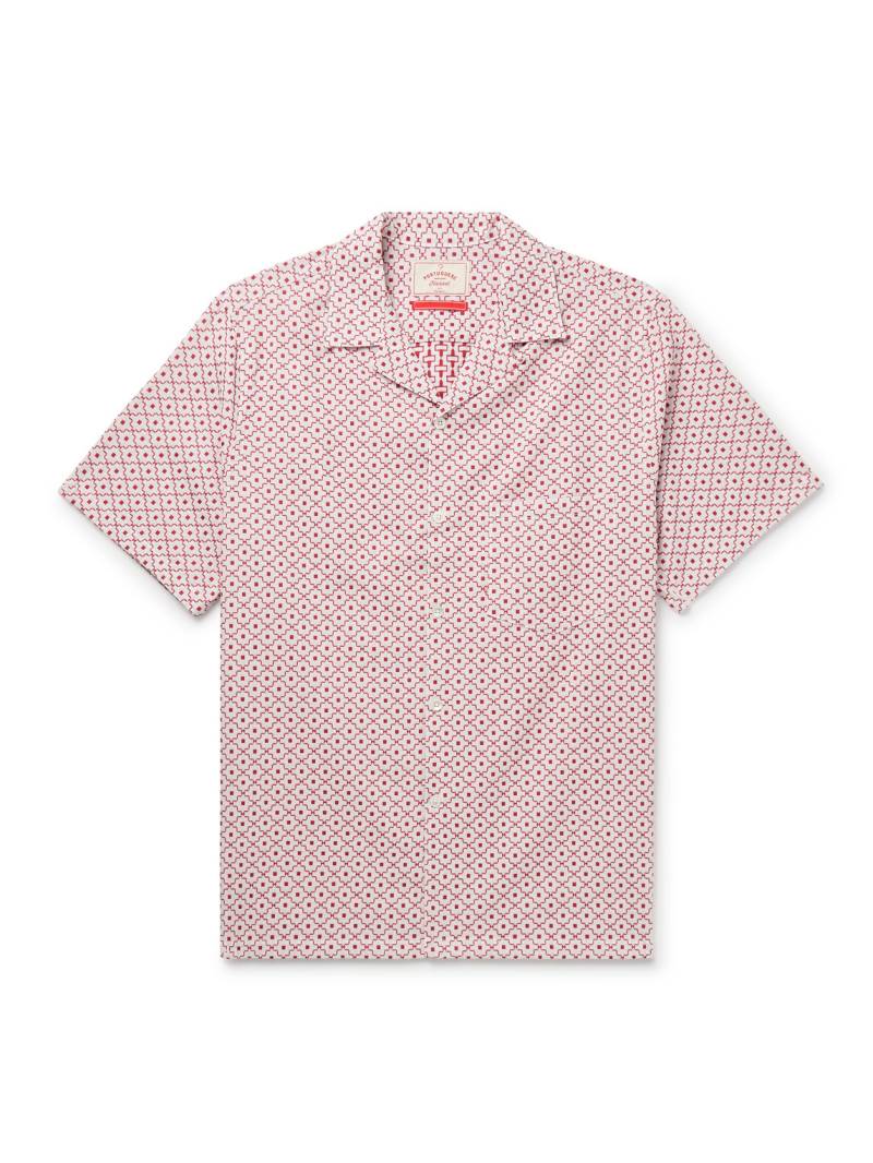 Portuguese Flannel - Tile Convertible-Collar Organic Cotton-Jacquard Shirt - Men - Red - XL von Portuguese Flannel