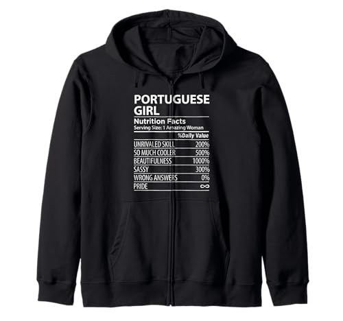 Portugiesisches Mädchen Nährwertangaben Lustig Damen Portugal Kapuzenjacke von Portuguese Girl Womens Portugal Gift