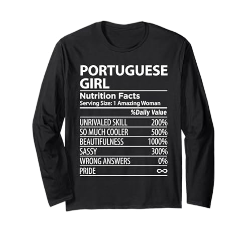 Portugiesisches Mädchen Nährwertangaben Lustig Damen Portugal Langarmshirt von Portuguese Girl Womens Portugal Gift