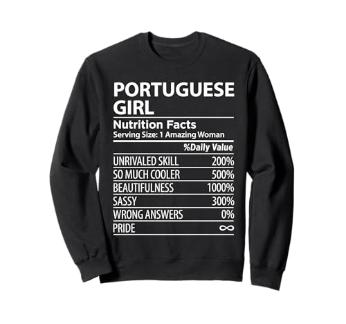 Portugiesisches Mädchen Nährwertangaben Lustig Damen Portugal Sweatshirt von Portuguese Girl Womens Portugal Gift