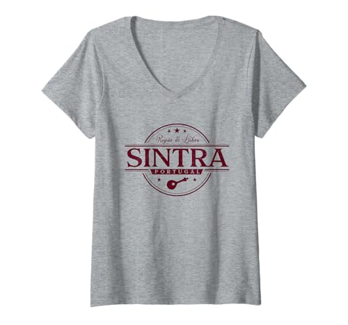 Damen Sintra Portugal - Etikett Sintra Portugal T-Shirt mit V-Ausschnitt Damen Sintra Portugal - Etikett Sintra Portugal T-Shirt mit V-Ausschnitt von Portuguese Souvenir Cos.