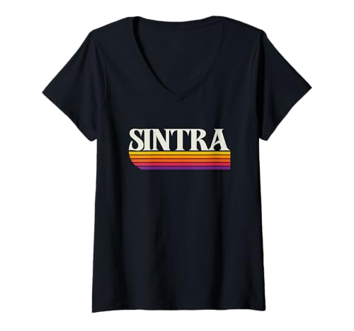 Damen Sintra Portugal Retro-Grafik T-Shirt mit V-Ausschnitt Damen Sintra Portugal Retro-Grafik T-Shirt mit V-Ausschnitt von Portuguese Throwbacks
