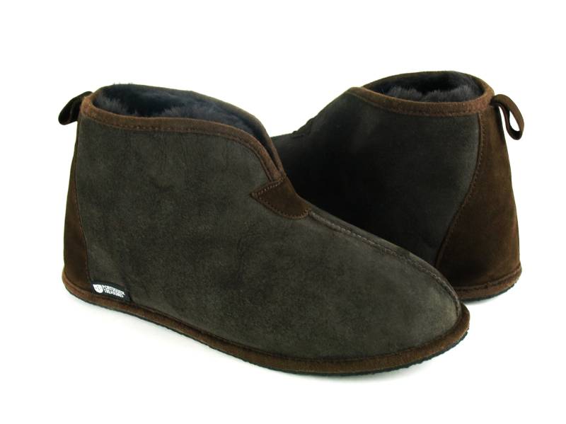 Dunkelbraun Merino Schaffell Slipper Boots Dünne Sohlen von PortugueseTreasures