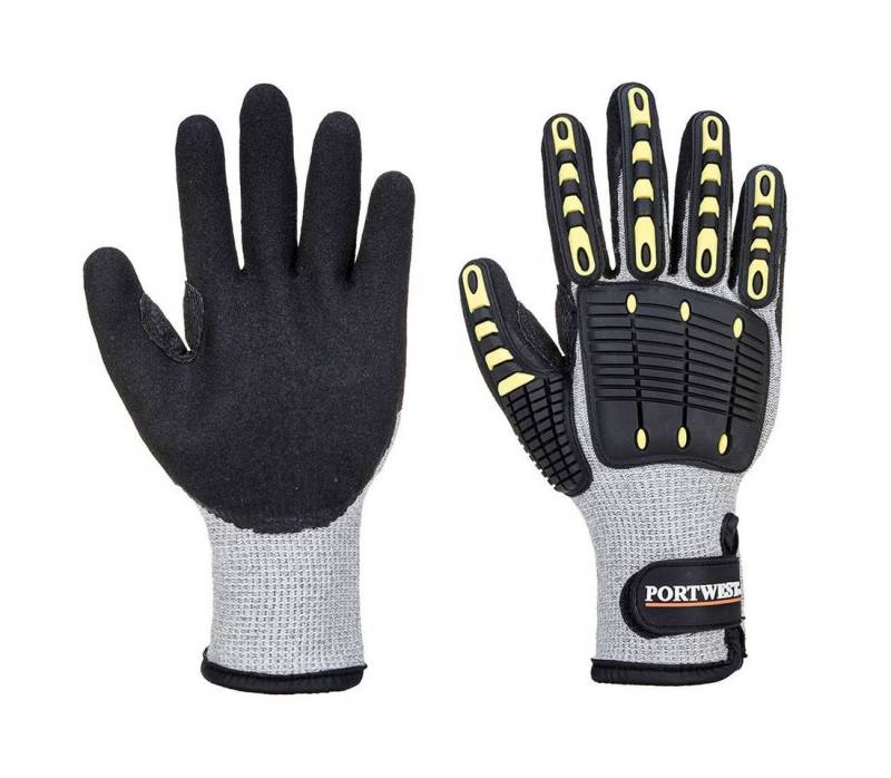 Portwest Arbeitshandschuhe A729 - Anti Cut Winter- Stoßschutz- Handschuh Grau/Schwarz Kälteschutz Stoßschutz Schnittschutz von Portwest
