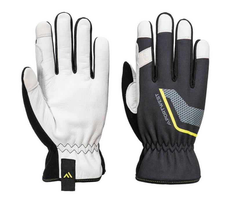 Portwest Arbeitshandschuhe A775 - Stretch Utility Lederhandschuh Schwarz Hochleistungshandschuh für Mechaniker von Portwest
