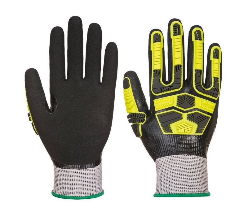 Portwest Arbeitshandschuhe AP55 - Wasserdichter HR Cut Stoßschutz- Handschuh Grau/Schwarz/Gelb Vollständig wasserdicht von Portwest