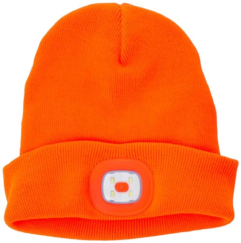 Portwest BEANIE MIT USB WIEDERAUFLADBAREN LED LEUCHTEN, Größe: Einheitsgröße, Farbe: Orange, B029ORR von Portwest
