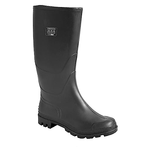 Portwest PVC Gummistiefel, Größe: 45, Farbe: Schwarz, FW90BKR45 von Portwest