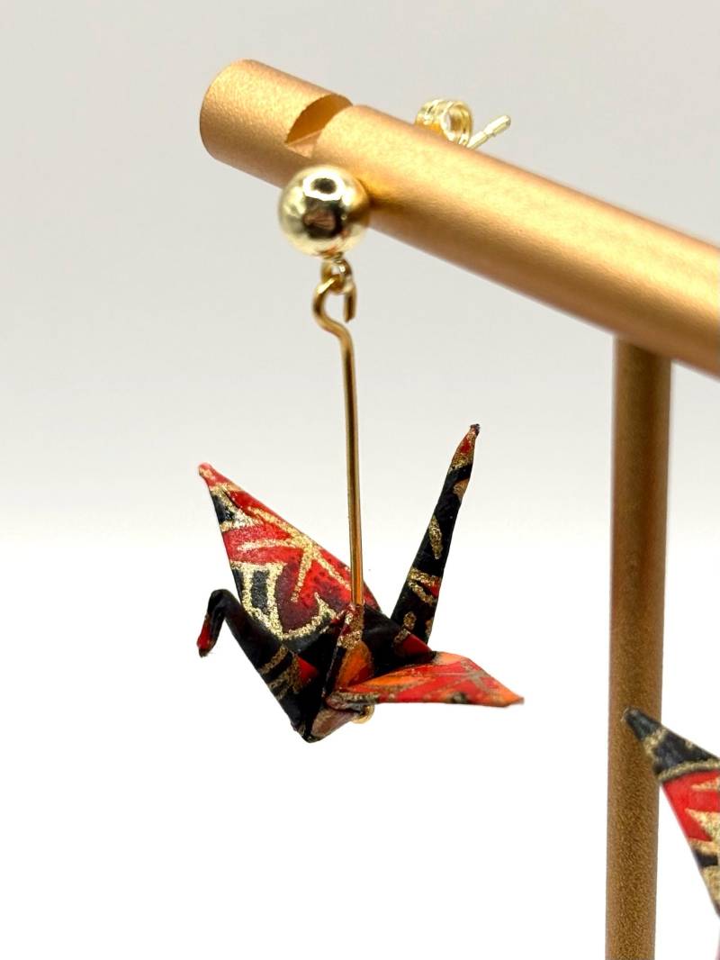 Tsuru/925Er Silver Origami Earrings, Water Resistant, High Quality Japanese Paper, Gold, Handmade Gift For Her, Christmas Present von Porugami