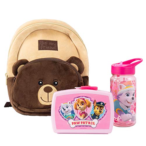 P:os 81449 PAW Patrol - Rucksack für Kinder mit niedlichem Bärengesicht, Paw Patrol Brotdose und Trinkflasche in Pink, ideales Set für den Kindergarten oder bei Familienausflügen von PAW PATROL