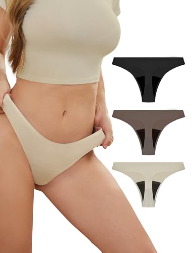 PoseFree Perioden String - Nahtlos & Atmungsaktiv für Langzeitkomfort,Extra Bequeme Damen Periodenunterschwäsch bei Leichter Blutung | Unterwäsche Seamless Tanga 3er Pack Größe 2XL von PoseFree