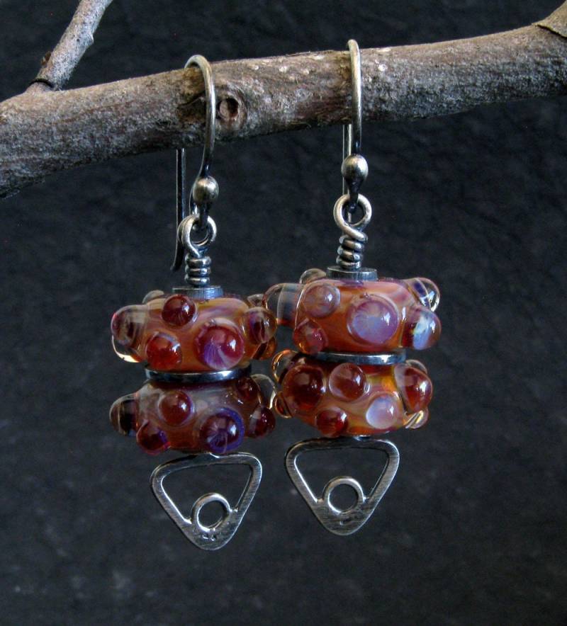 Handgemachte Boroglas Ohrringe Antiker Sterling Silber Schmuck Mit Punkten Handgemachte Boroglas Ohrringe Antiker Sterling Silber Schmuck Mit Punkten von PoseidonsBooty