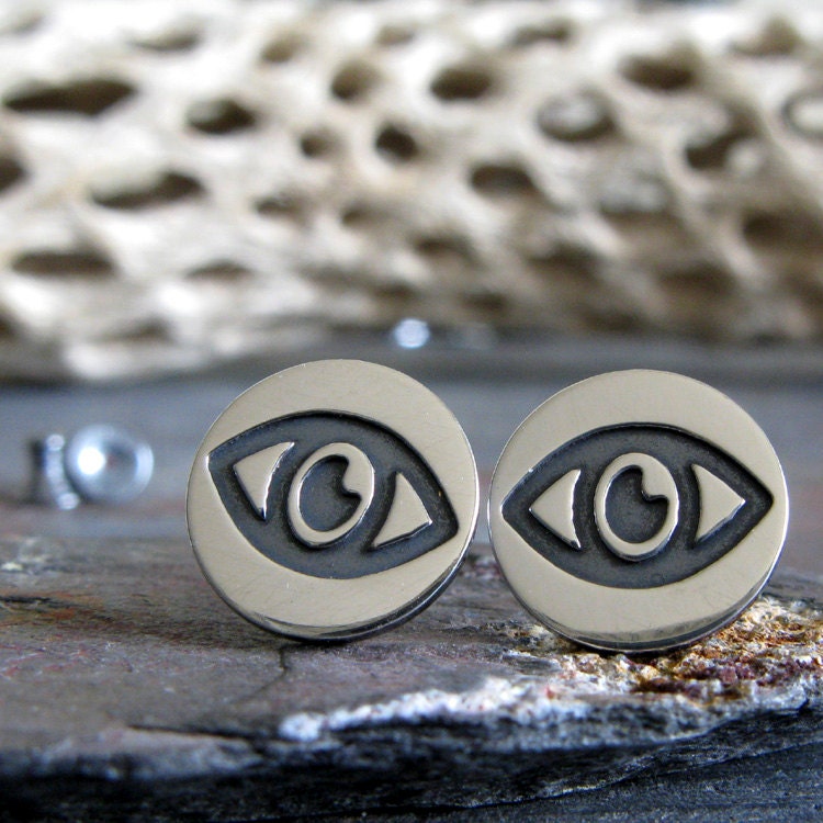 Evil Eye Ohrstecker Handgefertigt in Sterling Silber von PoseidonsBooty