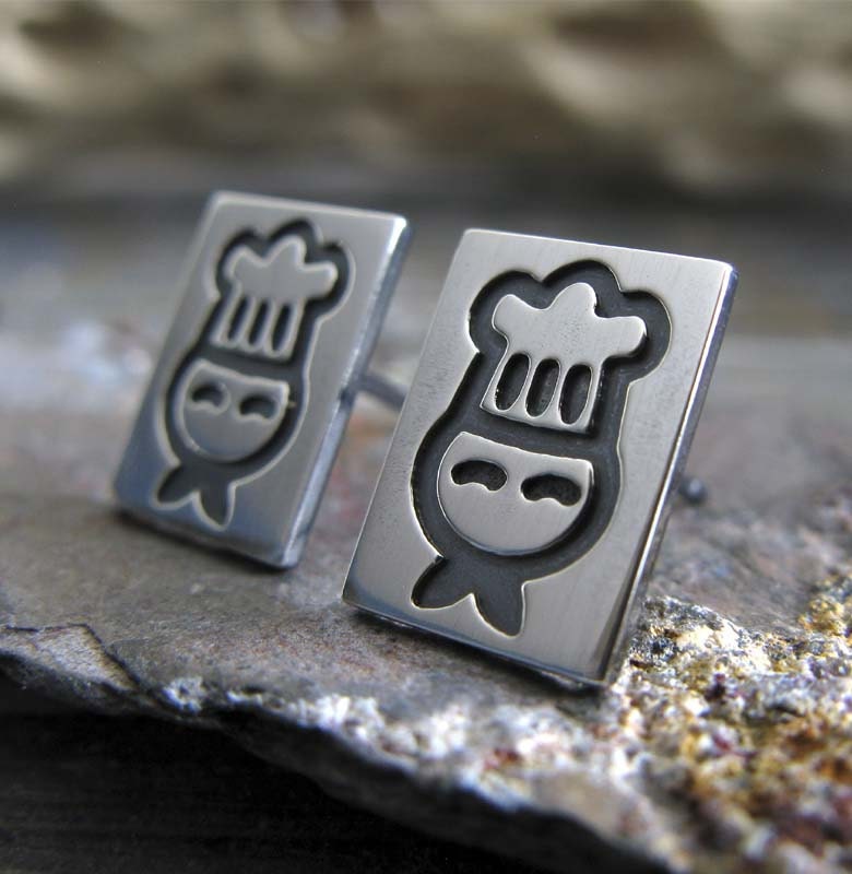 Koch Oder Bäcker Ohrstecker Handgefertigt in Sterling Silber Koch Oder Bäcker Ohrstecker Handgefertigt in Sterling Silber von PoseidonsBooty