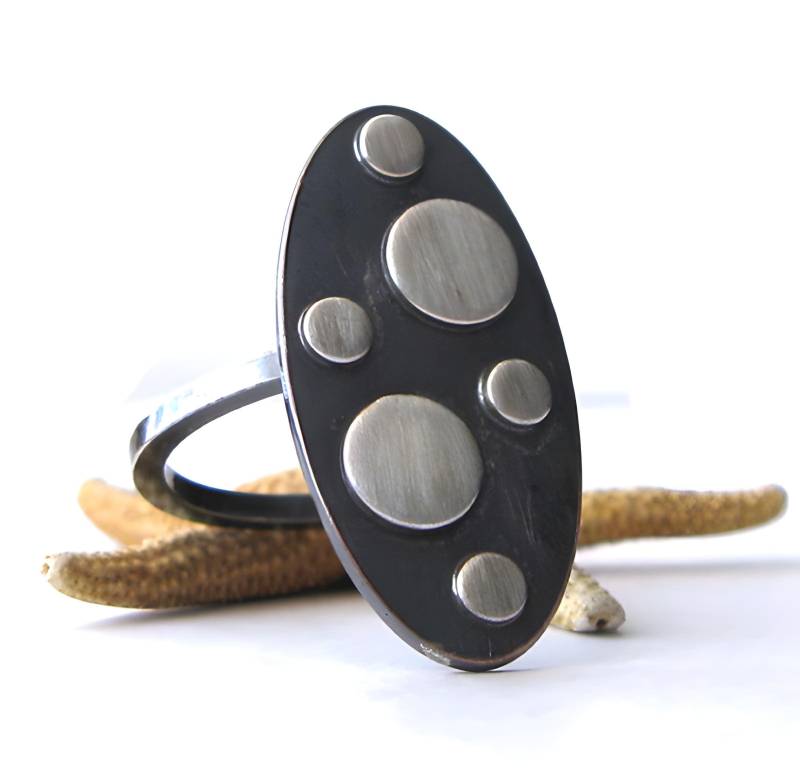 Lange Ovale Anweisung Ring Aristan Handarbeit in Gemischten Metallen Kupfer Und Sterling Silber Lange Ovale Anweisung Ring Aristan Handarbeit in Gemischten Metallen Kupfer Und Sterling Silber von PoseidonsBooty