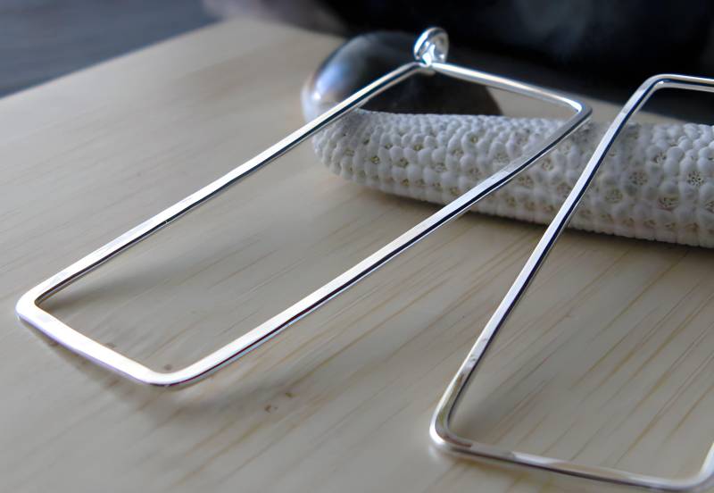 sterling Silber Rechteck Creolen Handwerker Schmuck Aus Draht sterling Silber Rechteck Creolen Handwerker Schmuck Aus Draht von PoseidonsBooty