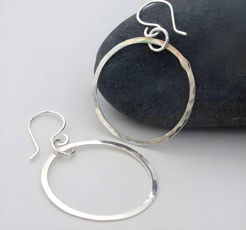 Schlichte Und Leichte Creolen 3, 5 cm, Handgefertigt in Sterlingsilber Schlichte Und Leichte Creolen 3, 5 cm, Handgefertigt in Sterlingsilber von PoseidonsBooty