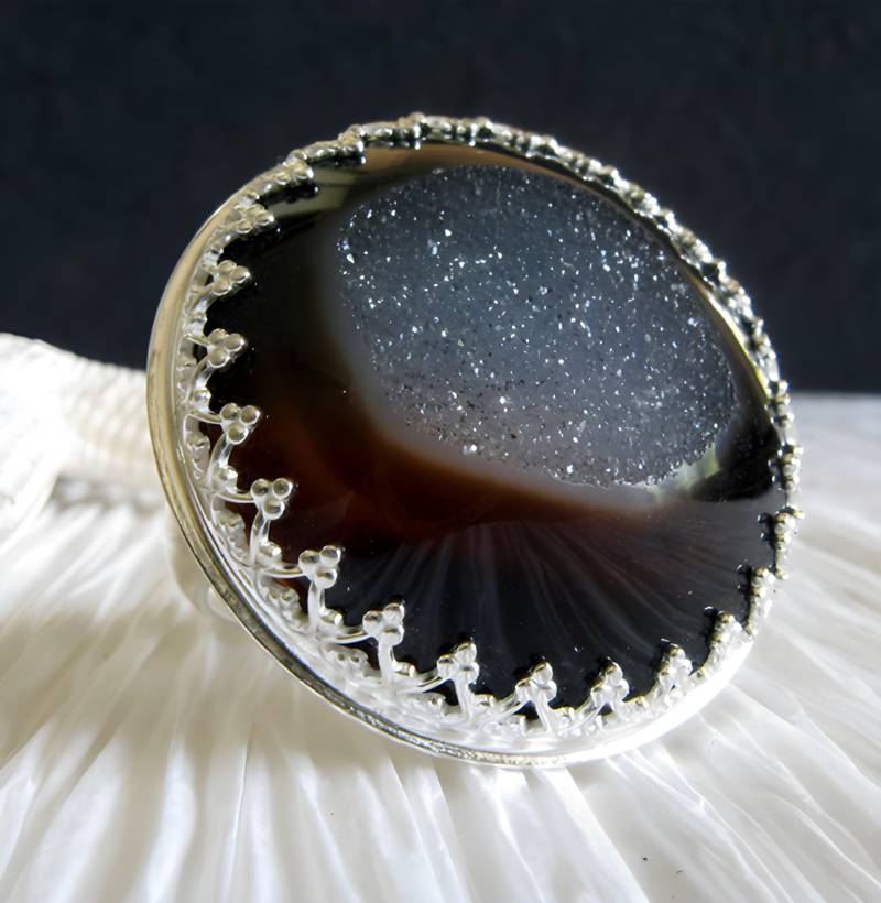 Schokolade Druzy Edelstein Runde Statement Ring Sterling Silber 6 Mm Band Schokolade Druzy Edelstein Runde Statement Ring Sterling Silber 6 Mm Band von PoseidonsBooty