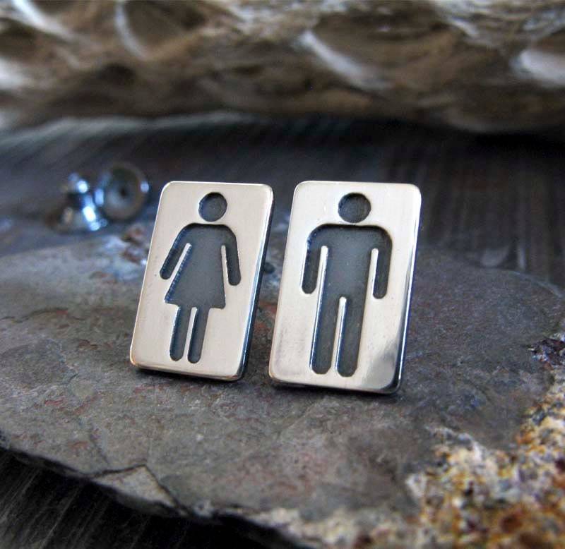 Toiletten Menschen Silhouette Ohrstecker Handgefertigt in Sterlingsilber Toiletten Menschen Silhouette Ohrstecker Handgefertigt in Sterlingsilber von PoseidonsBooty