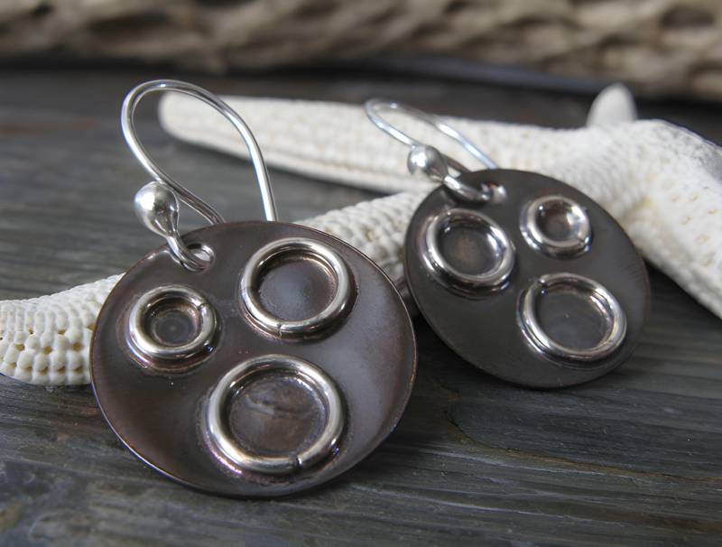 Zierliche Ohrringe Aus Kupfer Und Sterling Silber Mit Ringen von PoseidonsBooty