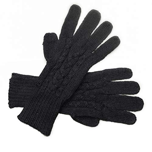 Posh Gear Alpaka Handschuhe Guantibrada Fingerhandschuhe Damen Herren aus 100% Alpakawolle, schwarz, Größe M von Posh Gear