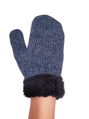 Posh Gear Alpaka Handschuhe Guantiforaggio Fäustlinge mit Fleece Damen Herren aus 100% Alpakawolle, dunkel blau, Größe S von Posh Gear
