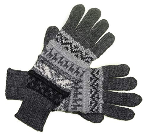Posh Gear Alpaka Handschuhe Guantilissi Fingerhandschuhe Damen Herren aus 100% Alpakawolle, dunkel grau, Größe S von Posh Gear