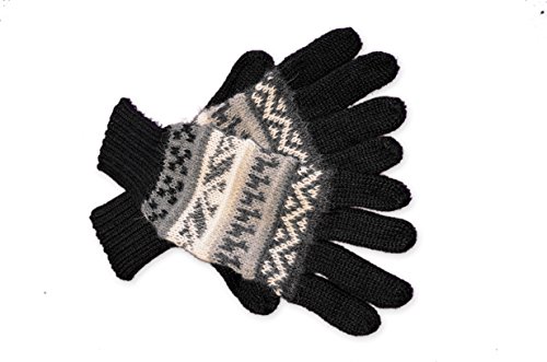 Posh Gear Alpaka Handschuhe Guantilissi Fingerhandschuhe Damen Herren aus 100% Alpakawolle, schwarz, Größe L von Posh Gear