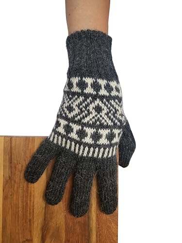 Posh Gear Alpaka Handschuhe Guantofigura Fingerhandschuhe Damen Herren aus 100% Alpakawolle, dunkel grau, Größe L von Posh Gear