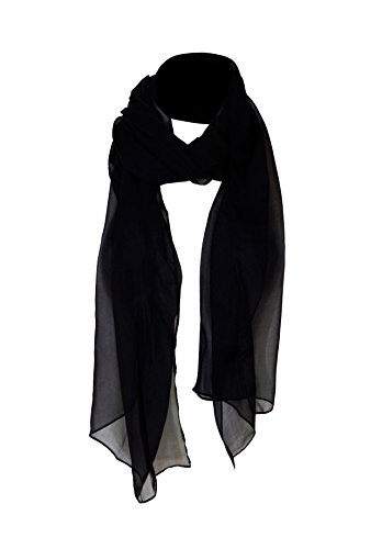 Posh Gear Damen Seiden Schal Chiffon Scialle, schwarz aus 100% Seide von Posh Gear