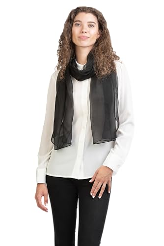 Posh Gear Damen Seiden Schal Chiffon Scialle, schwarz aus 100% Seide von Posh Gear