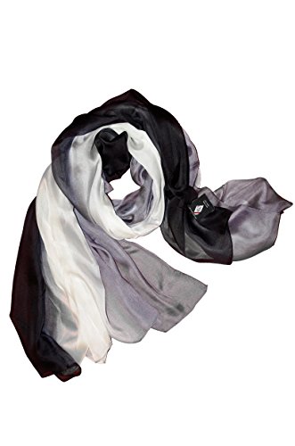 Posh Gear Damen Seiden Schal Chiffon Tri-Color, schwarz aus 100% Seide von Posh Gear