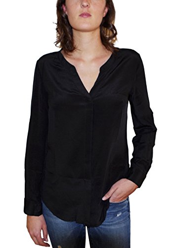 Posh Gear Damen Seidenbluse Camicetta Bluse aus 100% Seide, schwarz, Größe L von Posh Gear