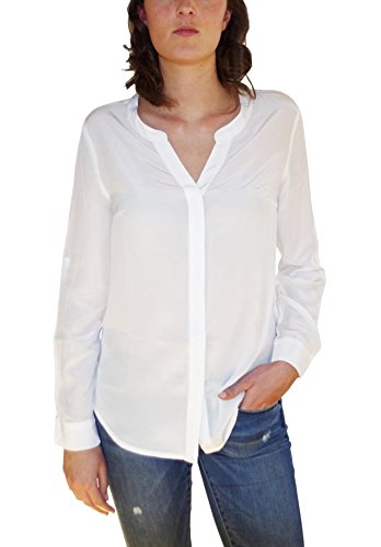 Posh Gear Damen Seidenbluse Camicetta Bluse aus 100% Seide, weiß, Größe XXL von Posh Gear