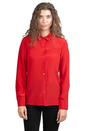 Posh Gear Damen Seidenbluse Collettoseta Bluse aus 100% Seide, dunkel rot, Größe M von Posh Gear