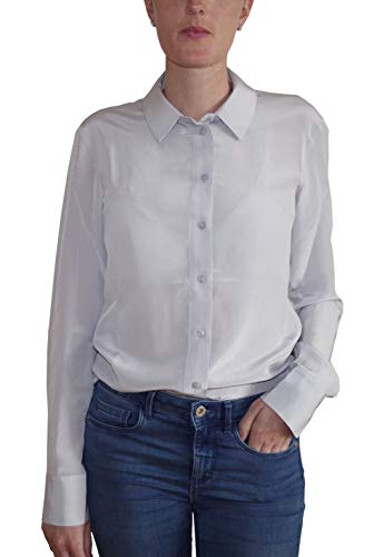 Posh Gear Damen Seidenbluse Collettoseta Bluse aus 100% Seide, grau, Größe 3XL von Posh Gear